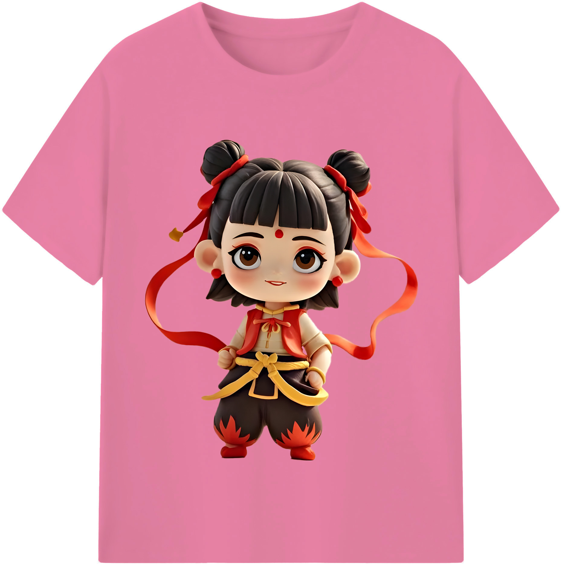 （画像用） Ne Zha 2 ナタ 魔童の大暴れ 綿100％半袖Tシャツ（フロントプリント）